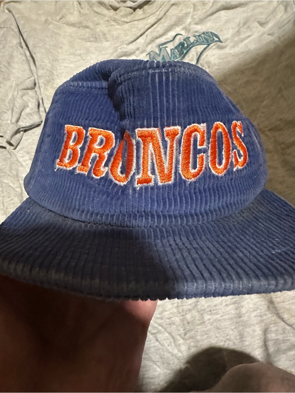 Corduroy Denver broncos retro John elway era hat Mile high stadium